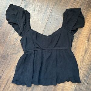 Hollister Black Babydoll Flowy Top NWT